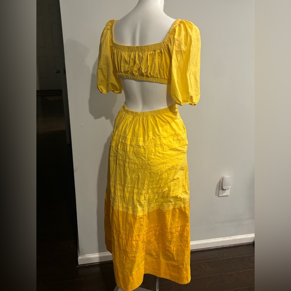 STAUD Carina Sunburst Two-Tone Puff-Sleeve Maxi Dress - Picture 4 of 10